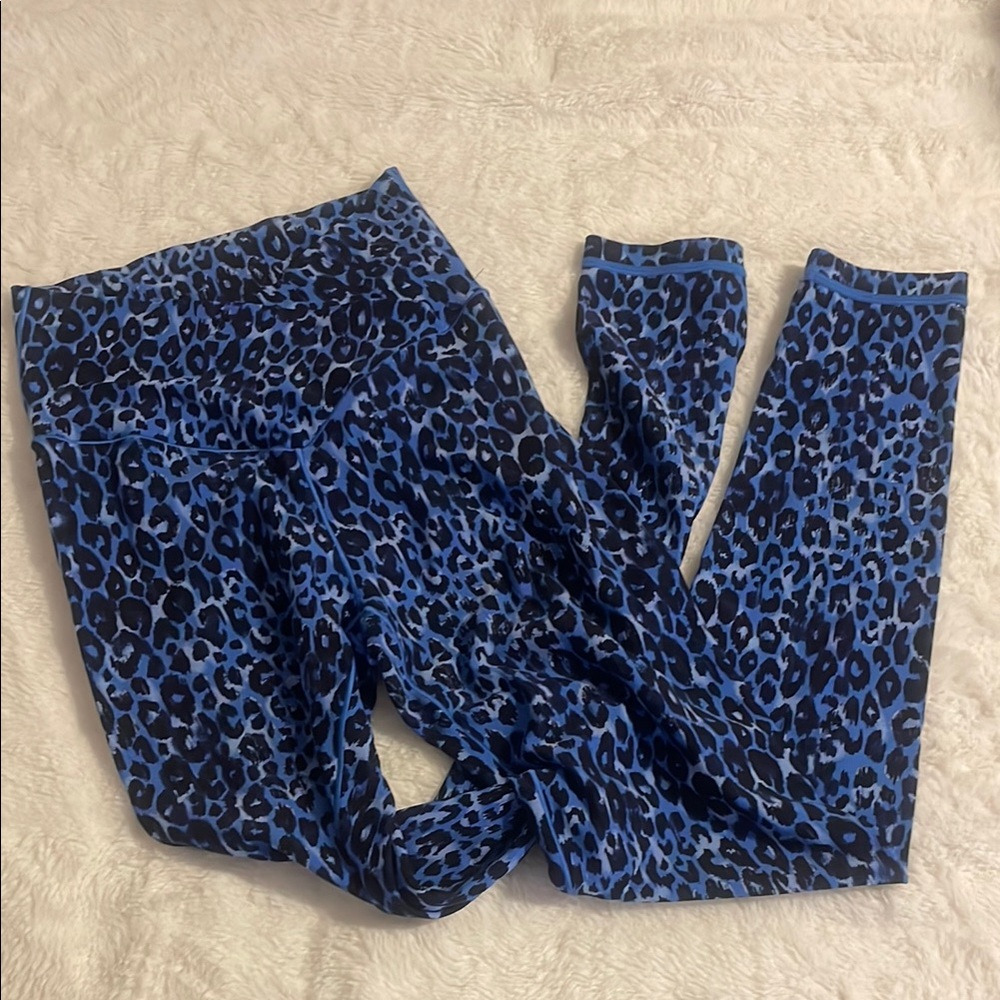 Aerie Offline Blue and Black Leopard Print Leggings